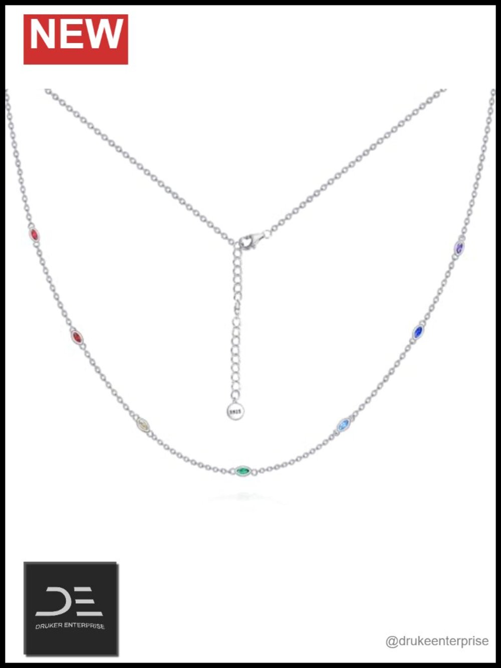 Sterling Silver Chakra Choker Necklace 7 Chakras Healing 16-18 Inches